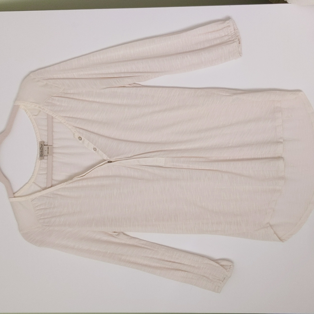 Lucky Brand Tunic Top Ivory Slub Size L